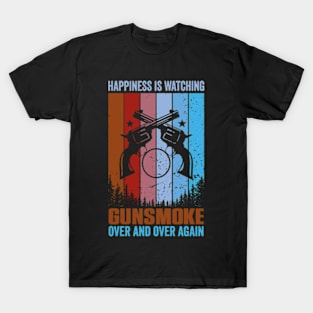 Happiness, Is Watching Gun-smoke Retro Vintage T-Shirt